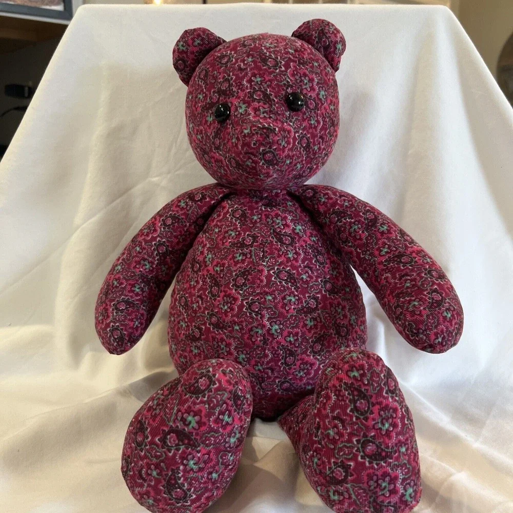 Handmade teddy‎ bear corduroy fabric flower pattern See Stitching On Leg***
